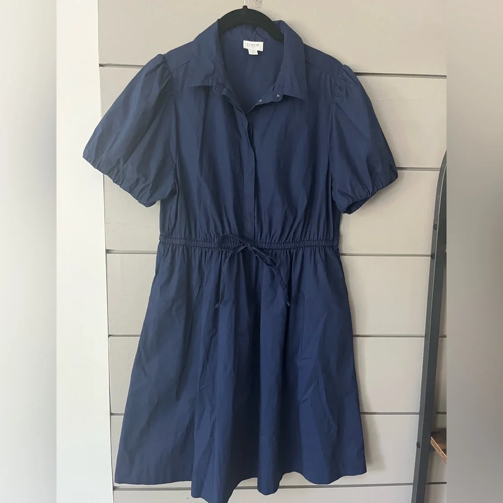J. Crew Navy Collared short-sleeve tie-waist mini dress‎ size 8 EUC